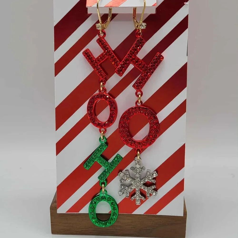 Betsey Johnson Crystal Ho Ho Ho Earrings NWT!  NEW!